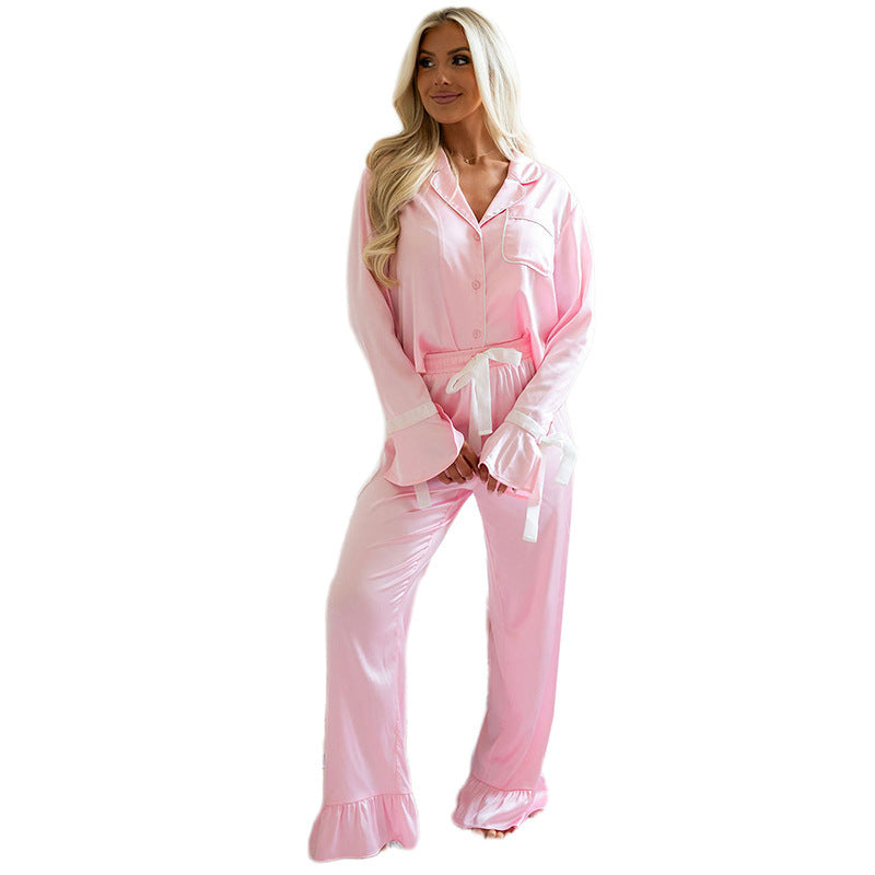 Simple Style Pleated Satin Casual Suit Women