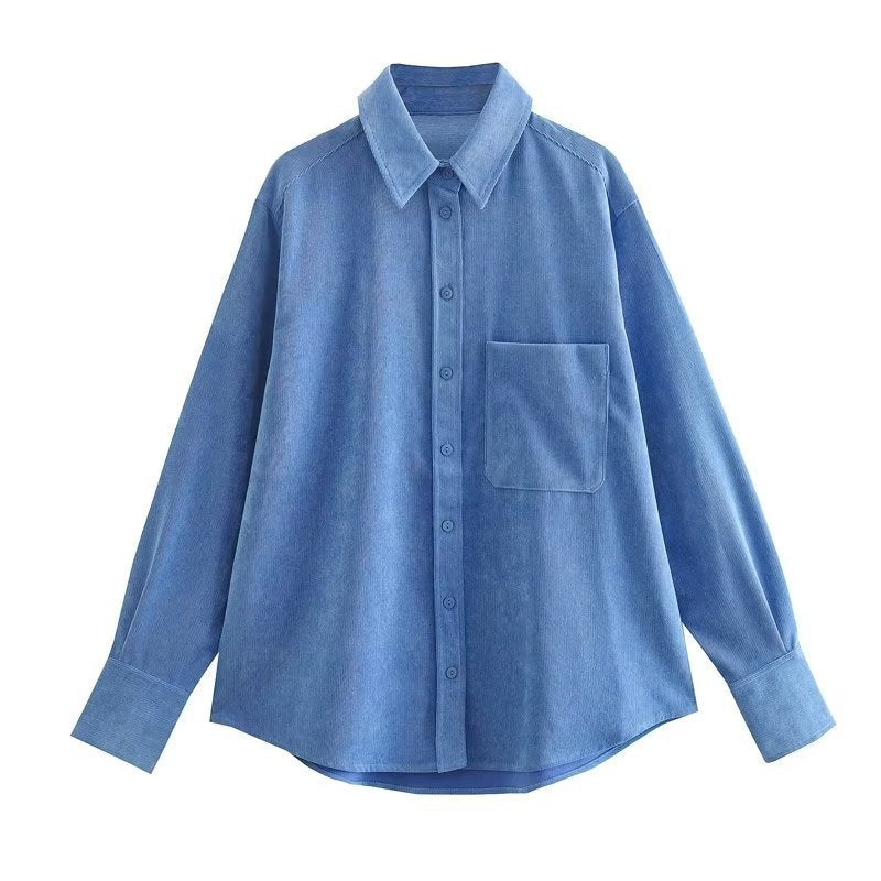 Autumn Women's New Long Sleeve Four-color Corduroy Loose Shirt