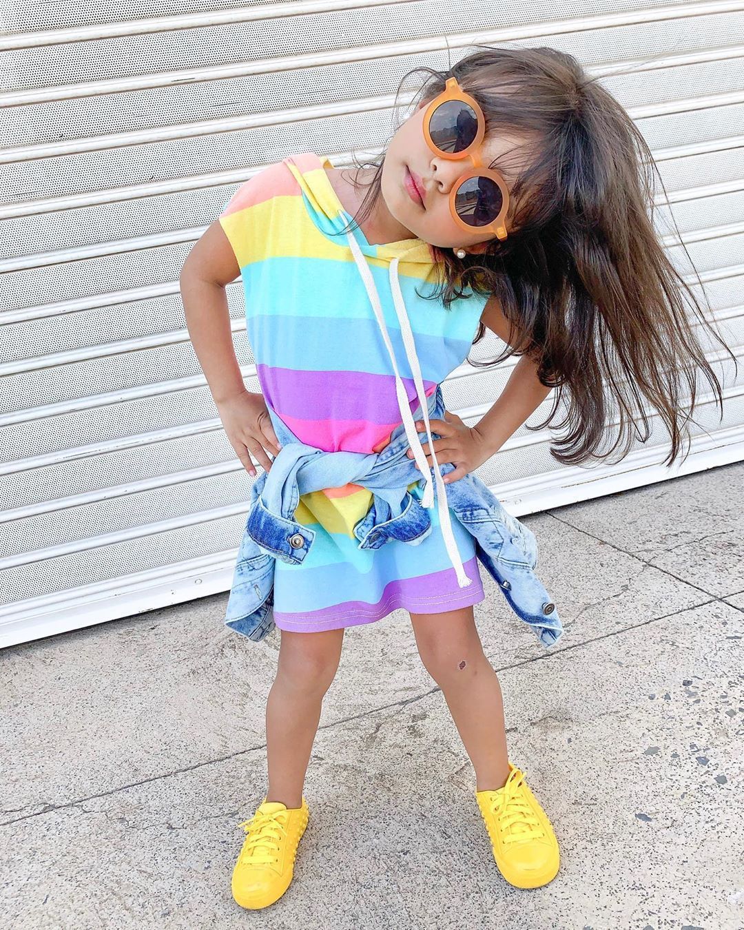 Girls Rainbow Jumpsuit Western-style Princess Sleeveless Vest Dress