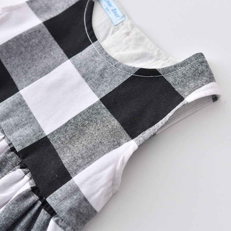 Girls' Simple Casual Skirt Plaid Dress