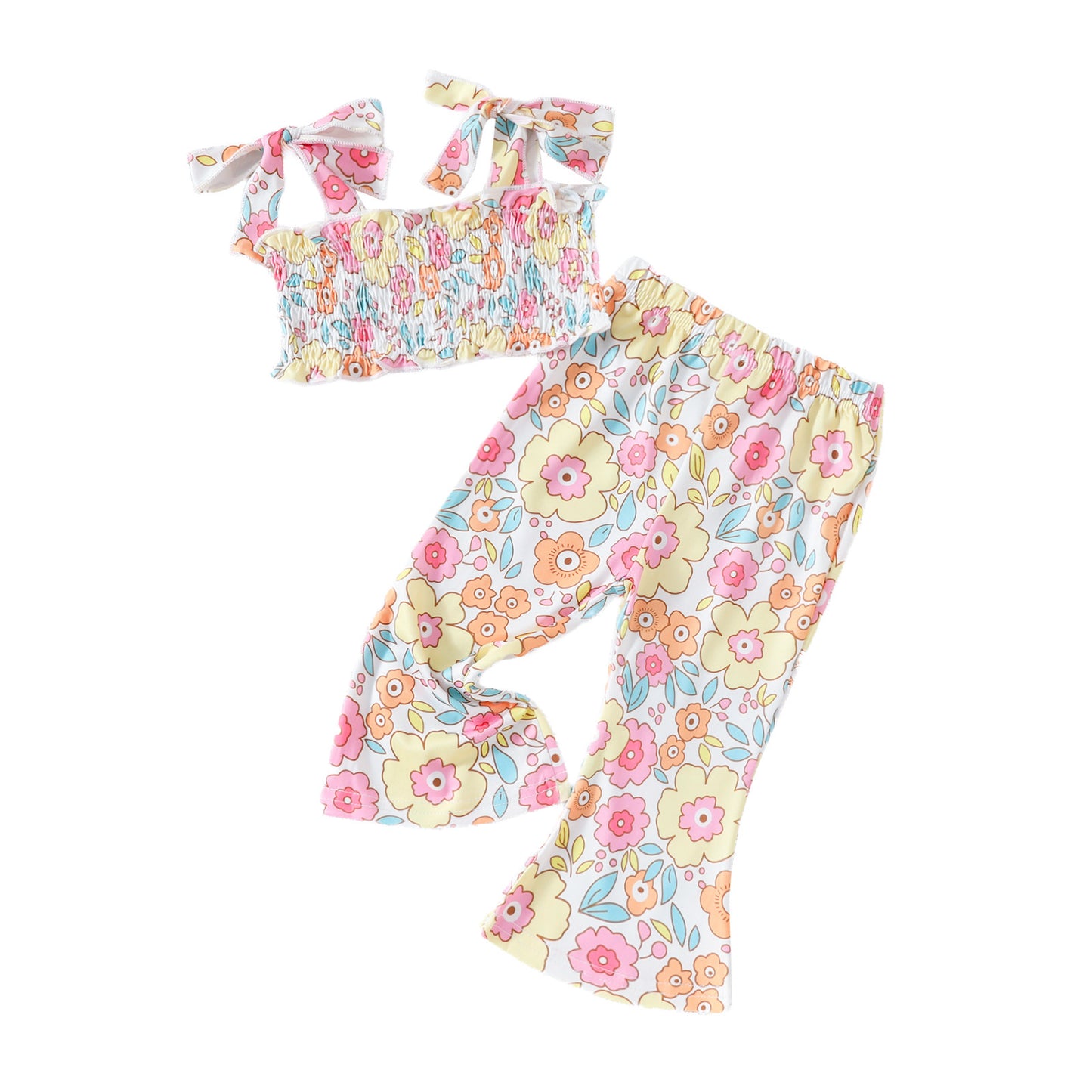 Girls' Suit Sling Short Top And Trousers Two-piece Set