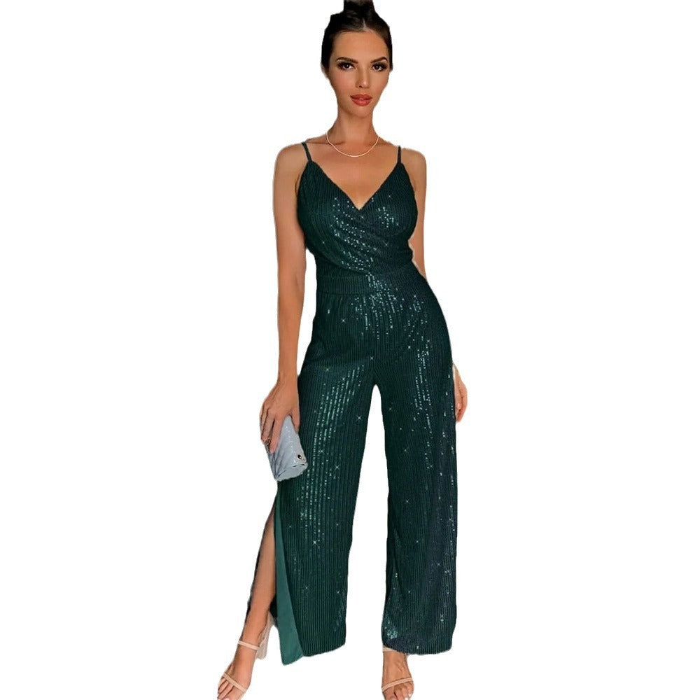 Split Trailing Evening Dress Banquet Jumpsuit