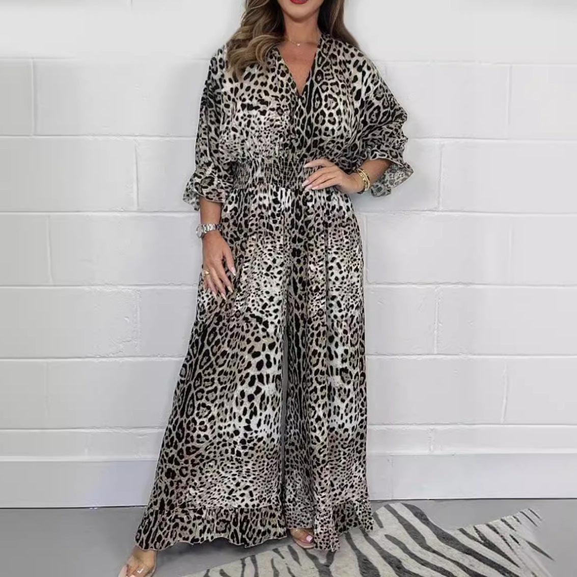 Women's Fashion Leopard Print Casual Jumpsuit