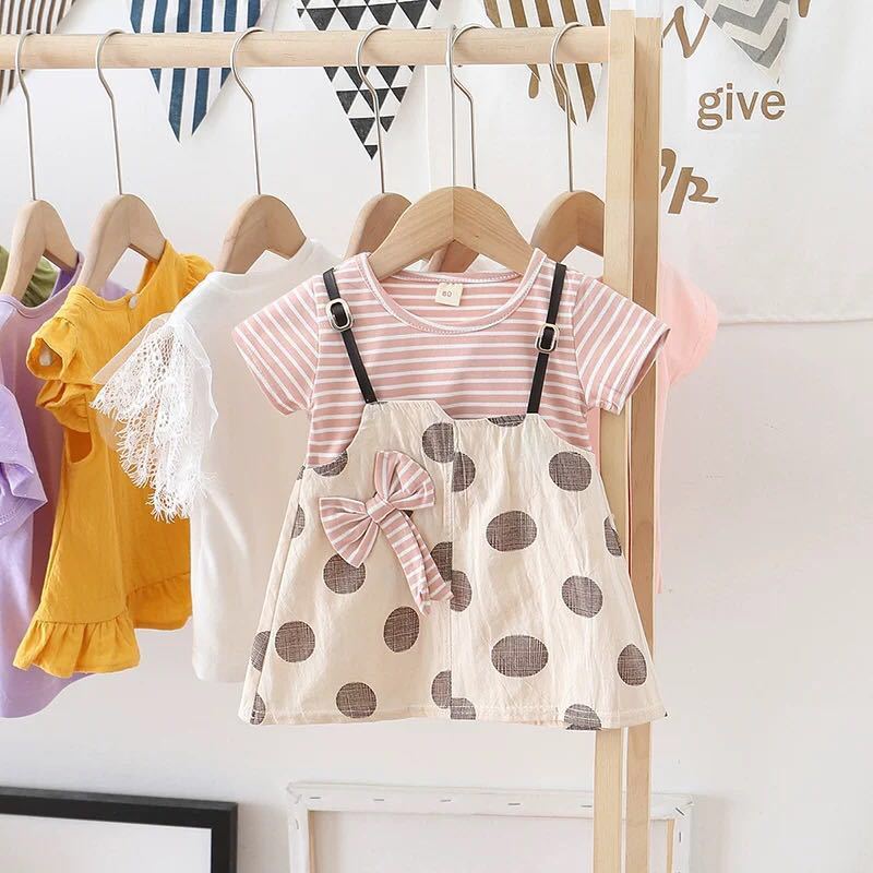 Children's dress summer princess dress short sleeve dress