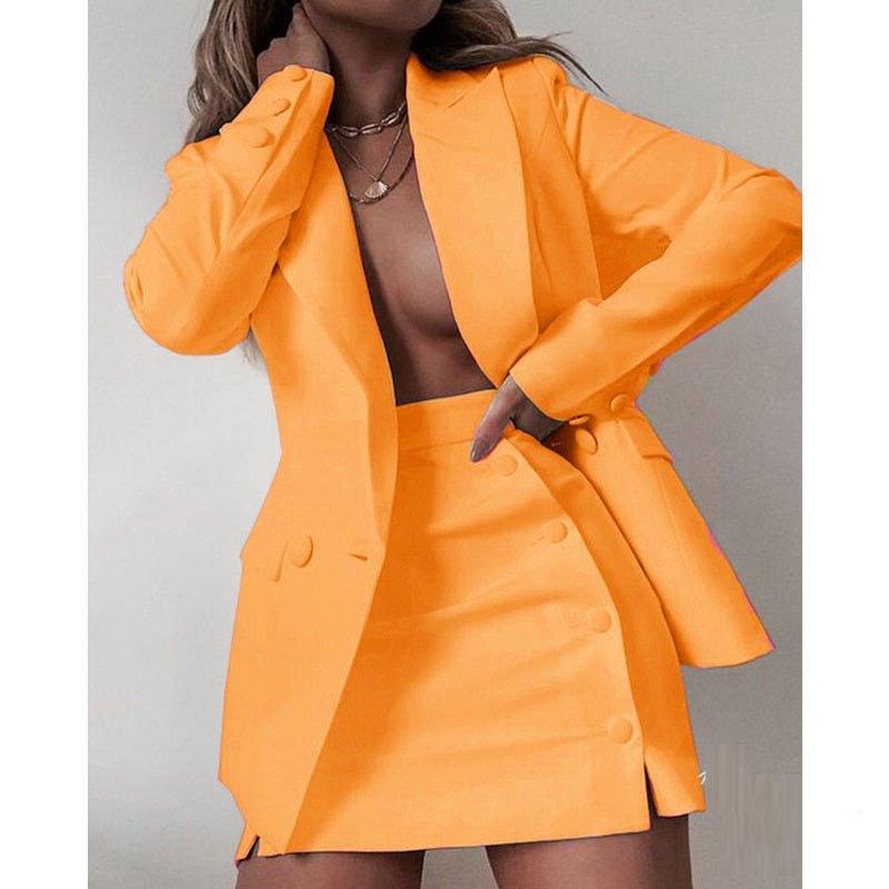 Pure Color Two-piece Suit Short Skirt Half Skirt Suit