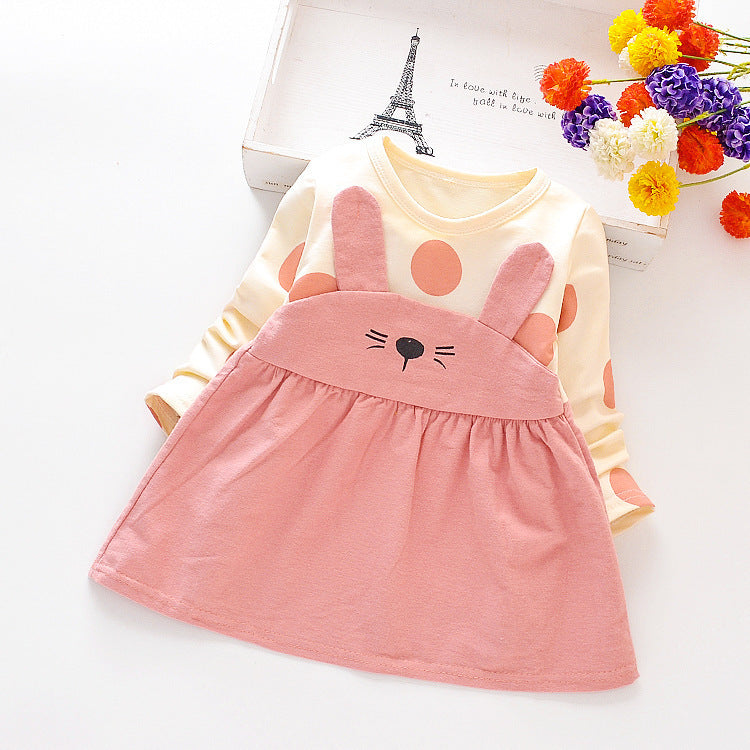 Girl's cotton long-sleeved dress