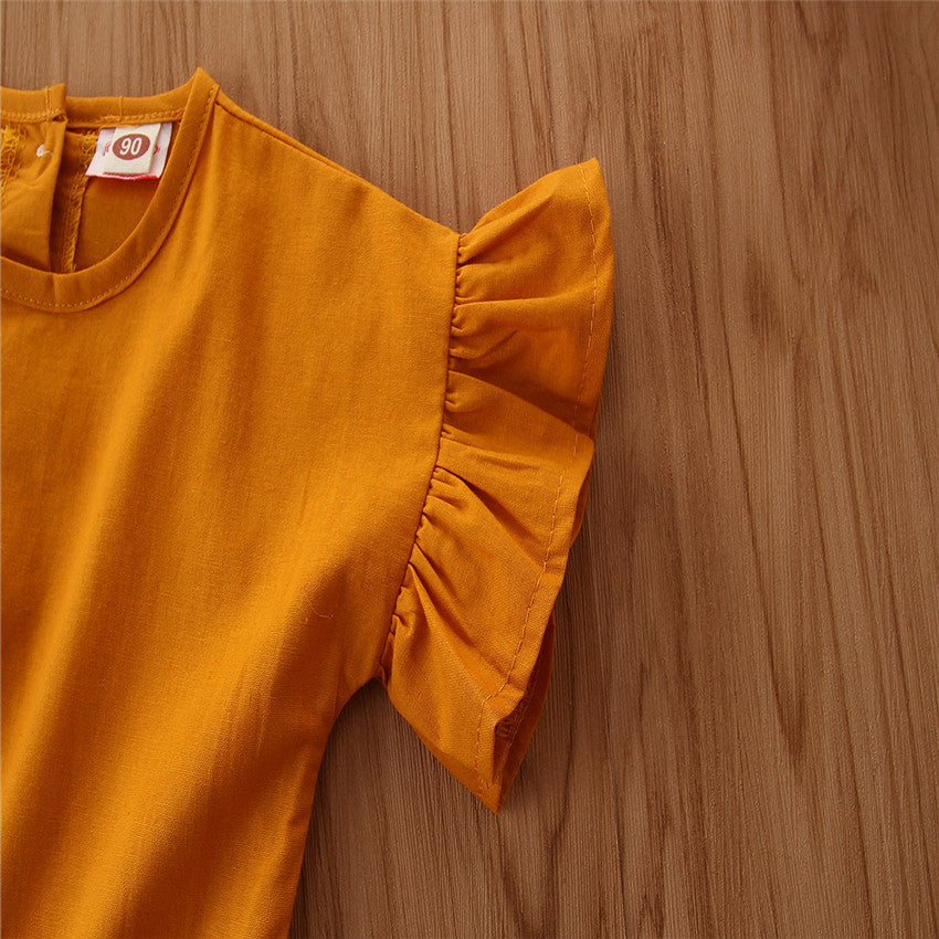 All-Match Yellow Flying Sleeves Waist Jumpsuit