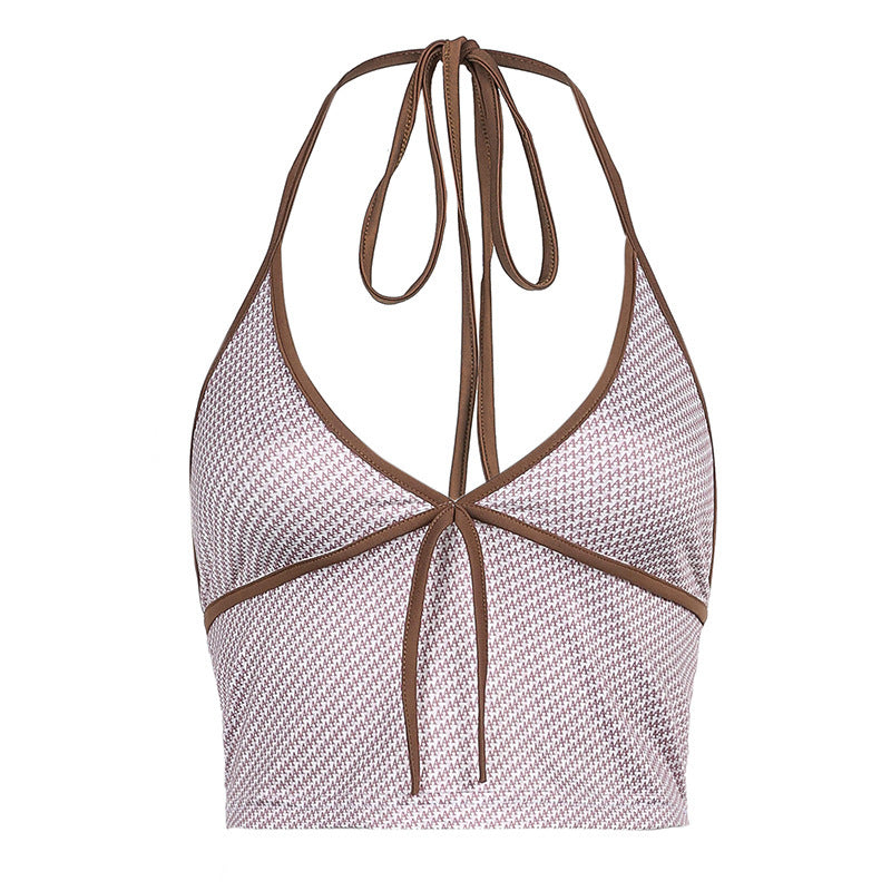 Sexy Checked Strapless Waistcoat Suit With Straps