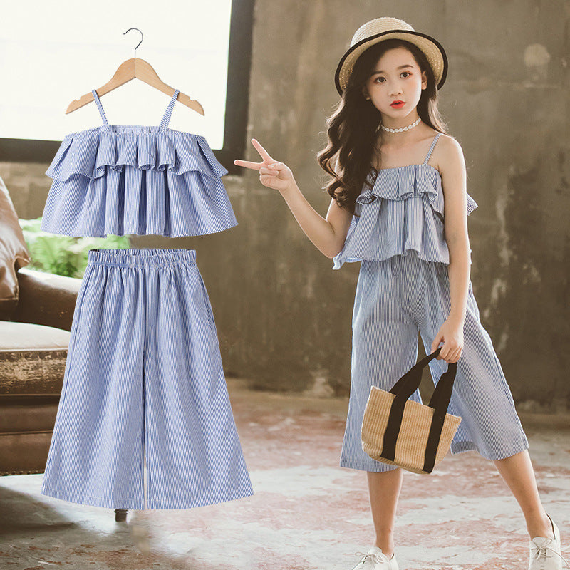 Wide Leg Pants Two-Piece Children's Western Style Suit
