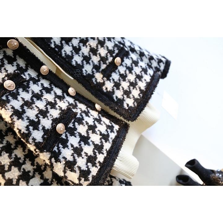 Autumn And Winter Clothes, Western Style, European And American Style Girls' Casual Suit, Girl's Small Fragrance Style Sub-Coat And Short Skirt Two-Piece Set