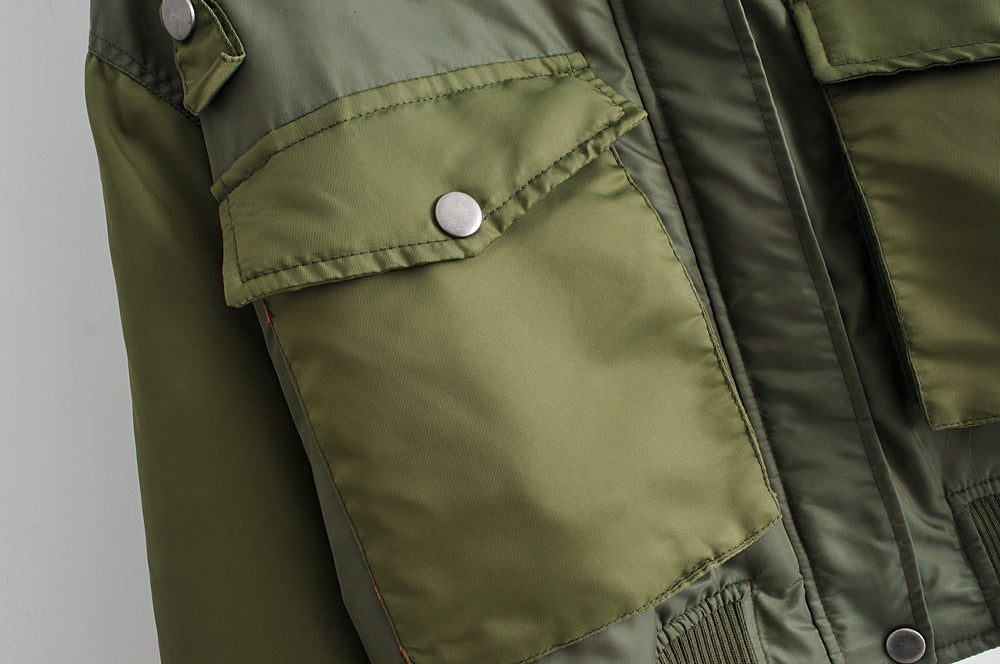 Army Green Jacket Style Cotton Padded Jacket Short Pilot Padded Jacket
