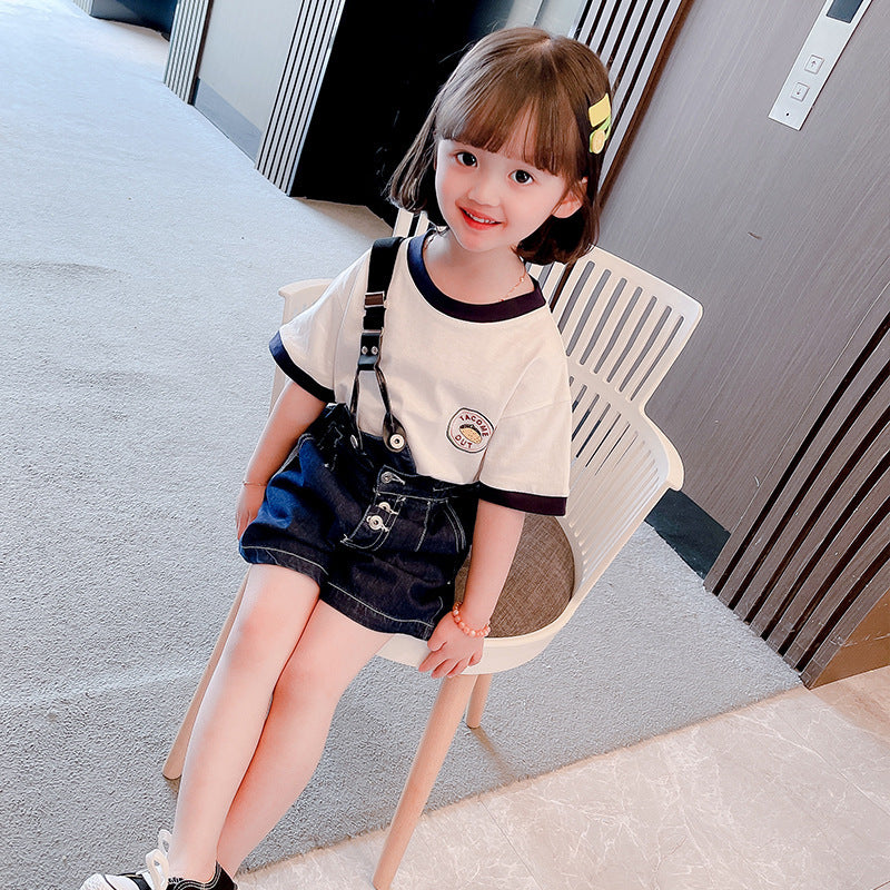 Base Shirt Bib Two-piece Children's Clothing