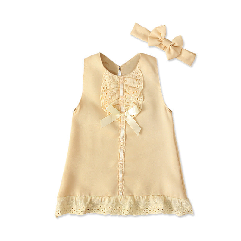 Girls' sleeveless bowknot skirt two-piece children's dress