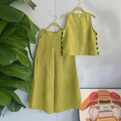 Sleeveless Loose Vest Vacation Casual Pants Cotton And Linen Suit