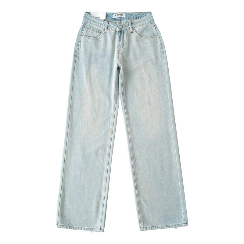 American Low Waist Straight Loose Denim Mop Trousers
