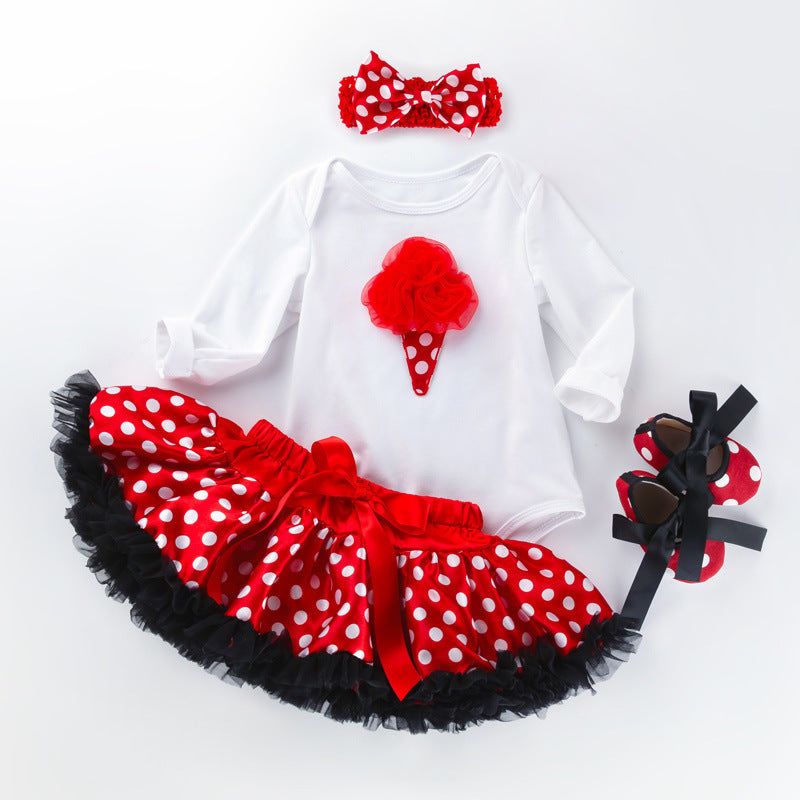Long-sleeved romper and tutu skirt suit for babies and girls
