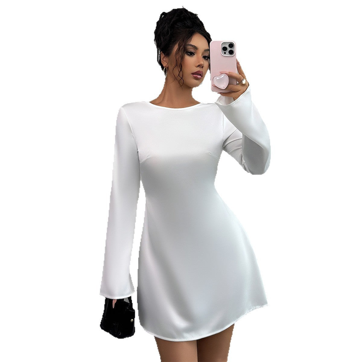 Women's European And American Backless Long-sleeved Dress