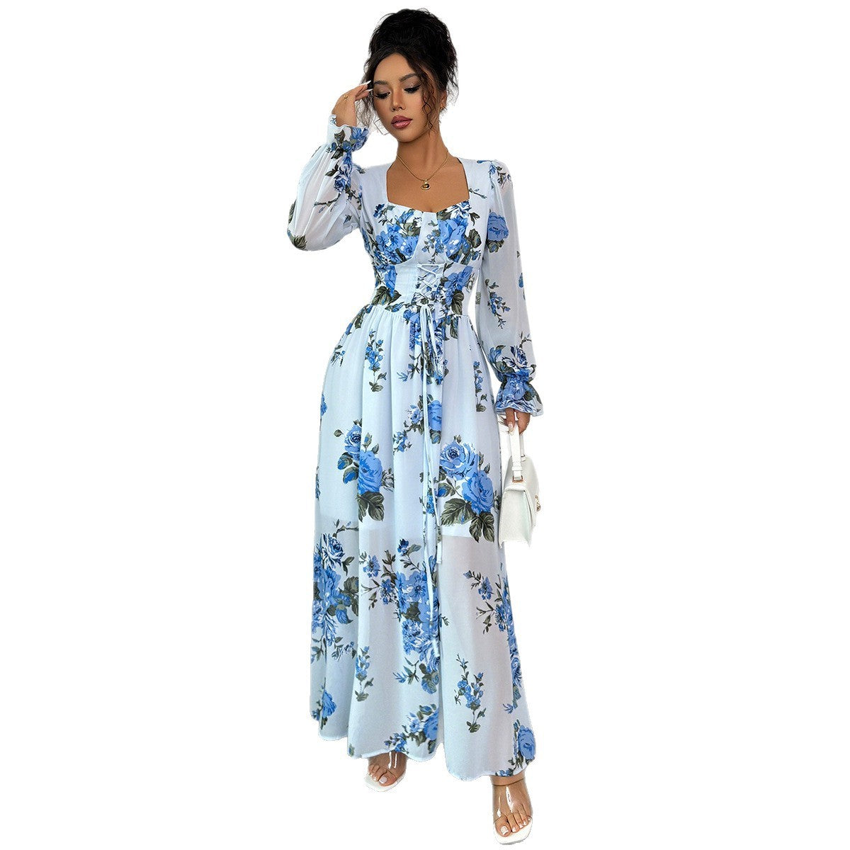 Printed Fungus Long Sleeve Dress Women's Clothing