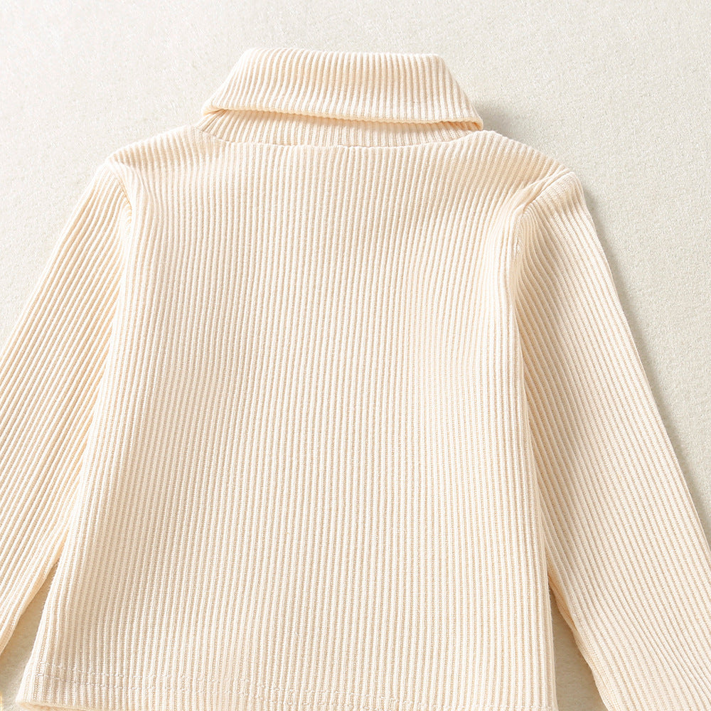 Solid Color Top Plaid Skirt Two Piece Set