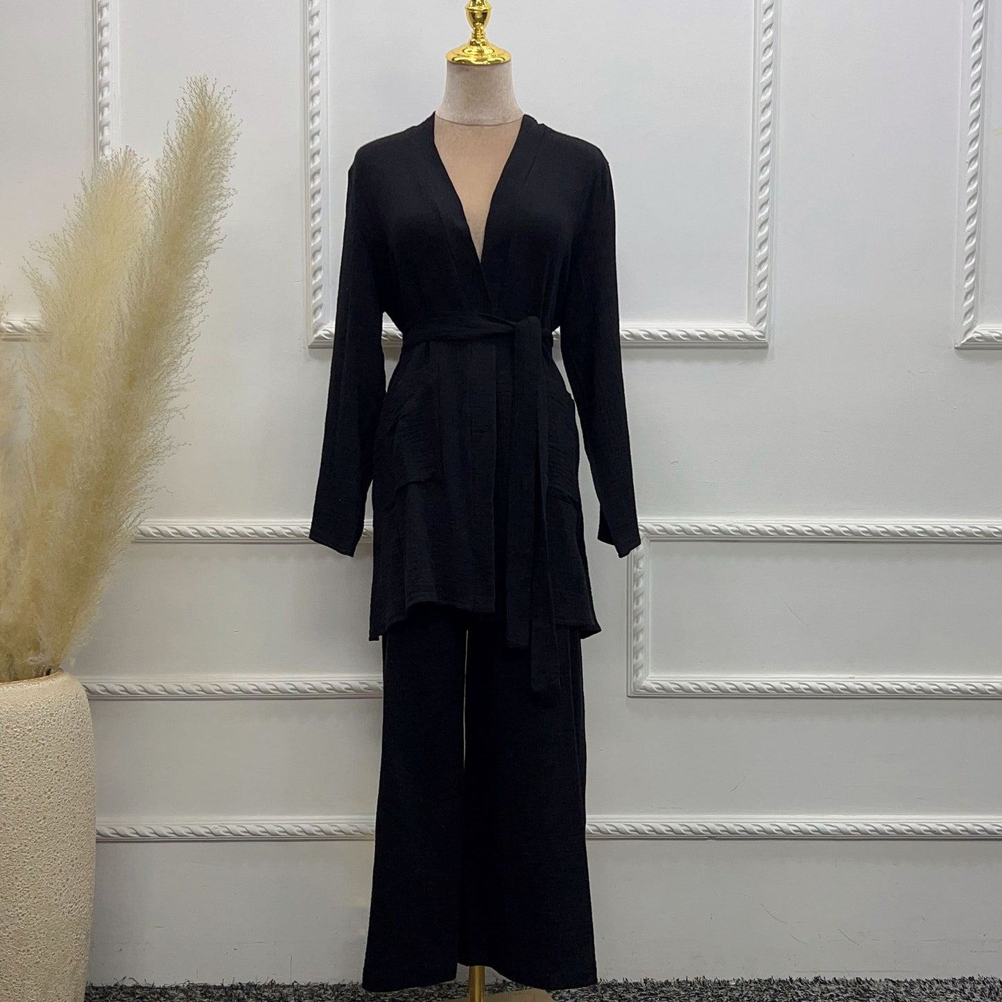 Pure Cotton Casual Plus Size Top Two-piece Pants Suit