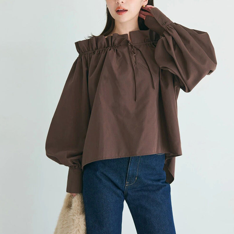 Autumn Women's Blouse Ruffled Off-shoulder