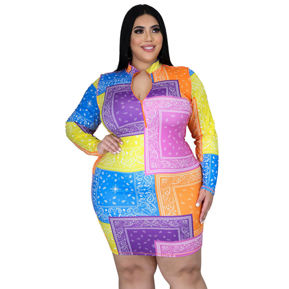 Bag Hip A-line Dress Women Long Sleeves