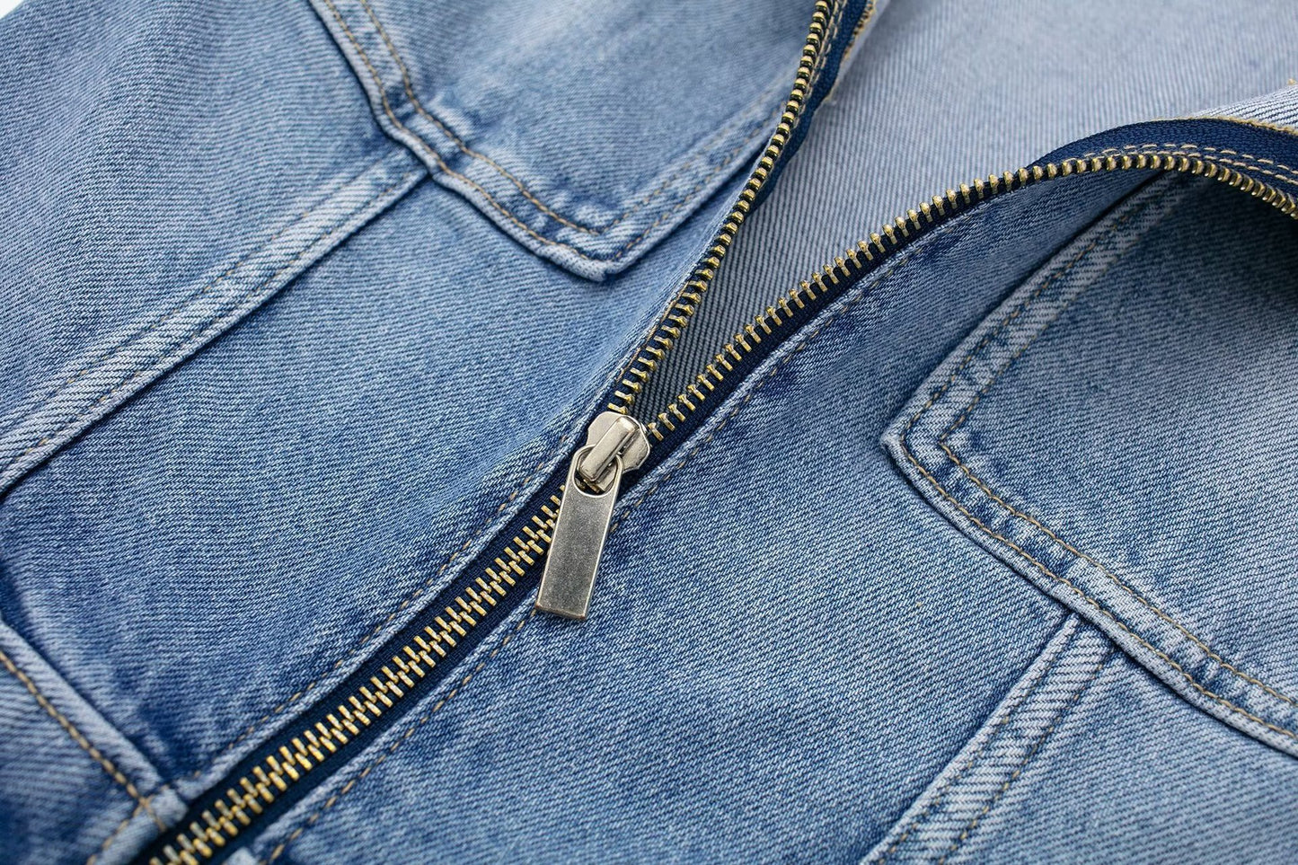 Fall 2023 European And American Style Long Denim Jumpsuit