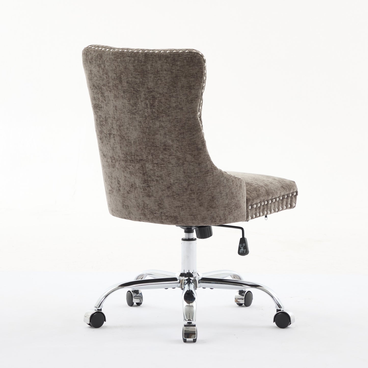 A&A Furniture Office Chair,Modern Chenille Upholstered Tufted Button Home Office Chair With Chrome Metal Base,Adjustable Desk Chair Swivel Office Chair Gray