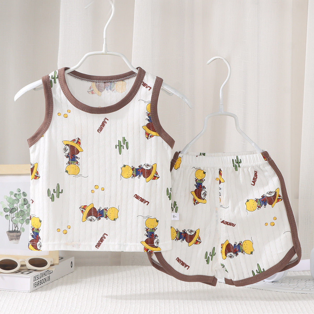 Children's Vest Suit Cotton Pajamas Baby Korean Style Sleeveless