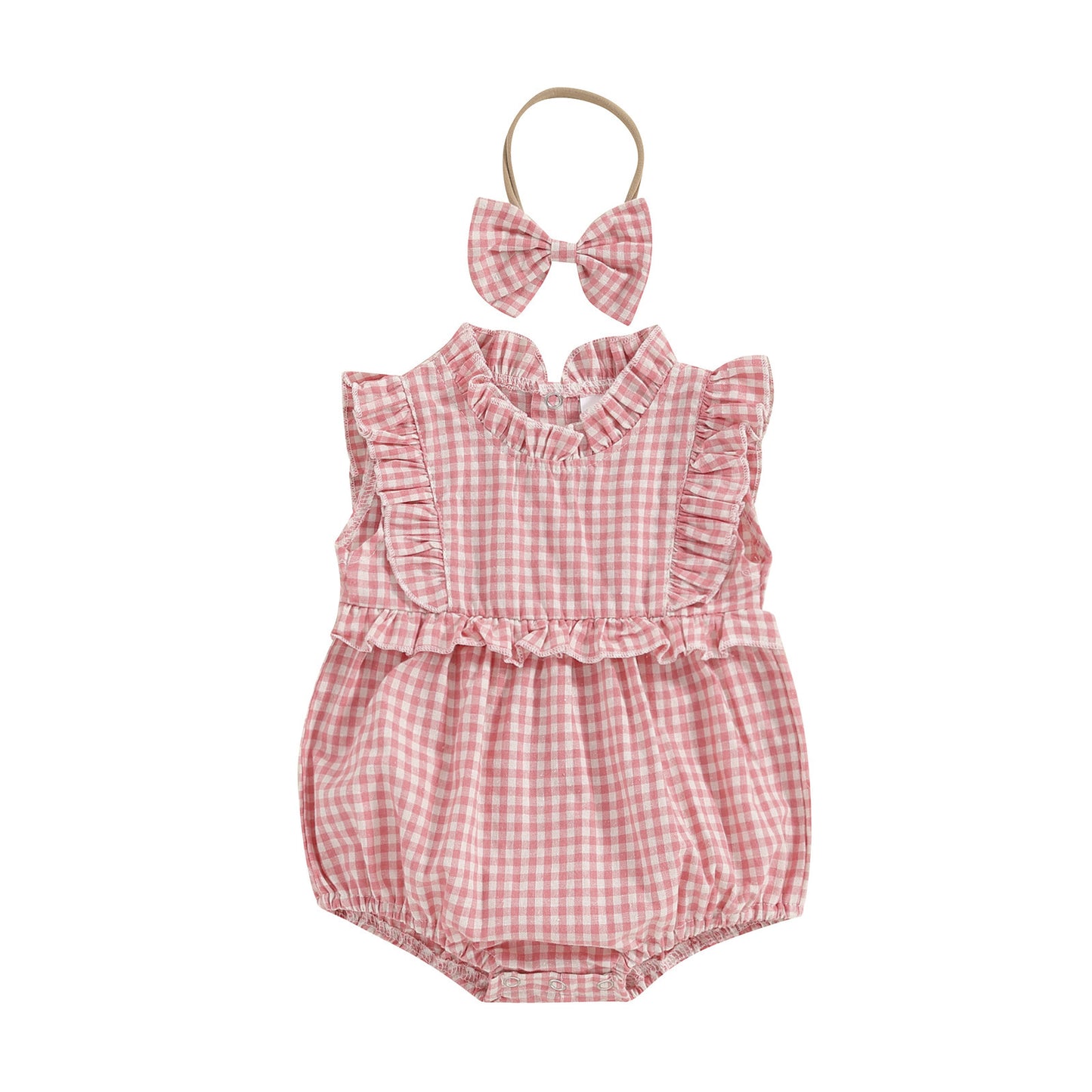 Lace Jumpsuit Girls' Sleeveless Baby Bodysuit Romper Headscarf