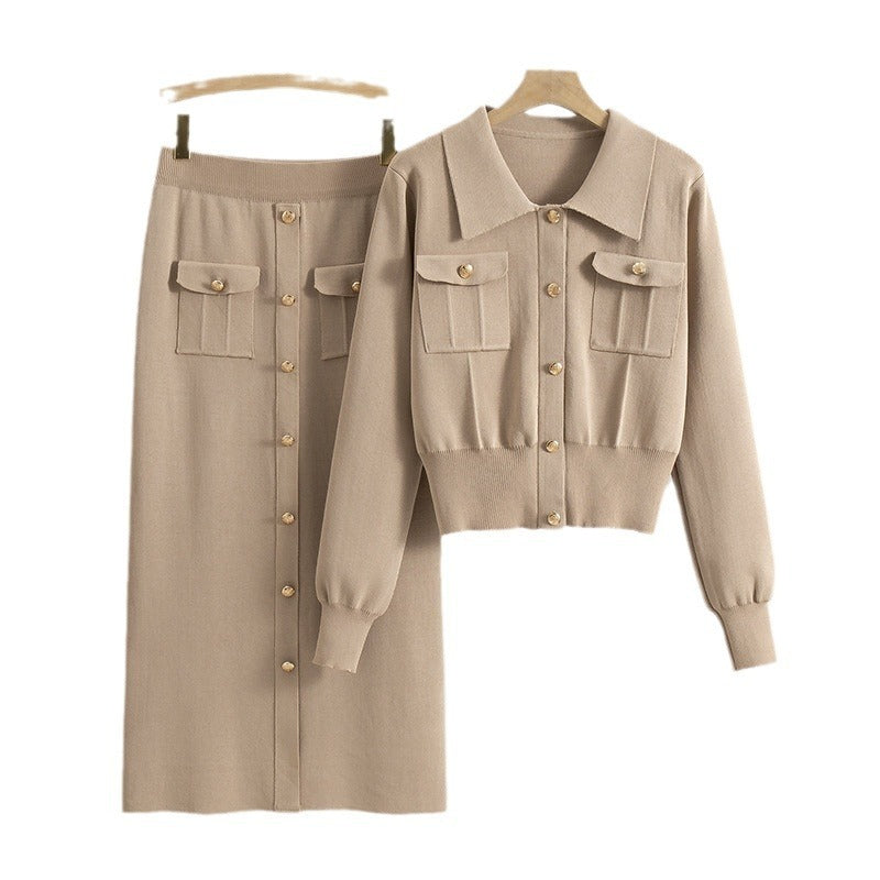 French Style High Sense Knitting Suit Women's Spring And Autumn New Sweet