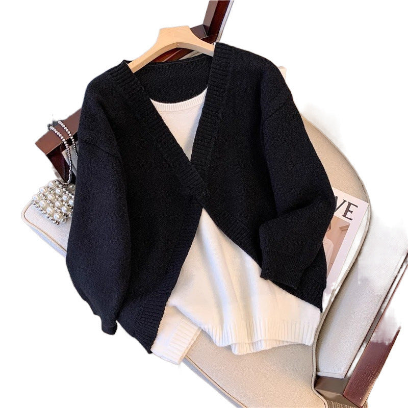 New Casual Knitted Sweater Loose Youthful-looking Wear Slimming Wide Leg Pants Two-piece Suit