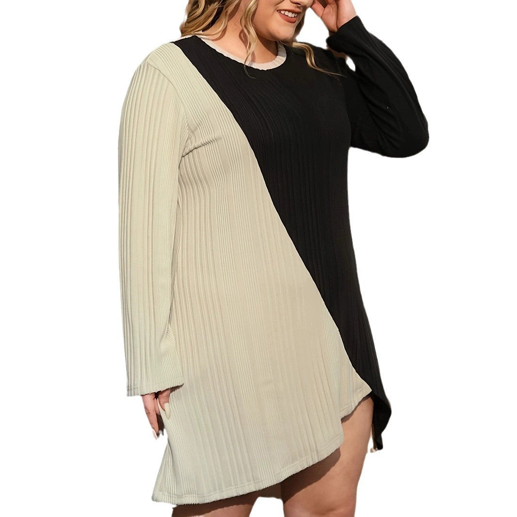 Dual-color Patchwork Irregular Hem Dress