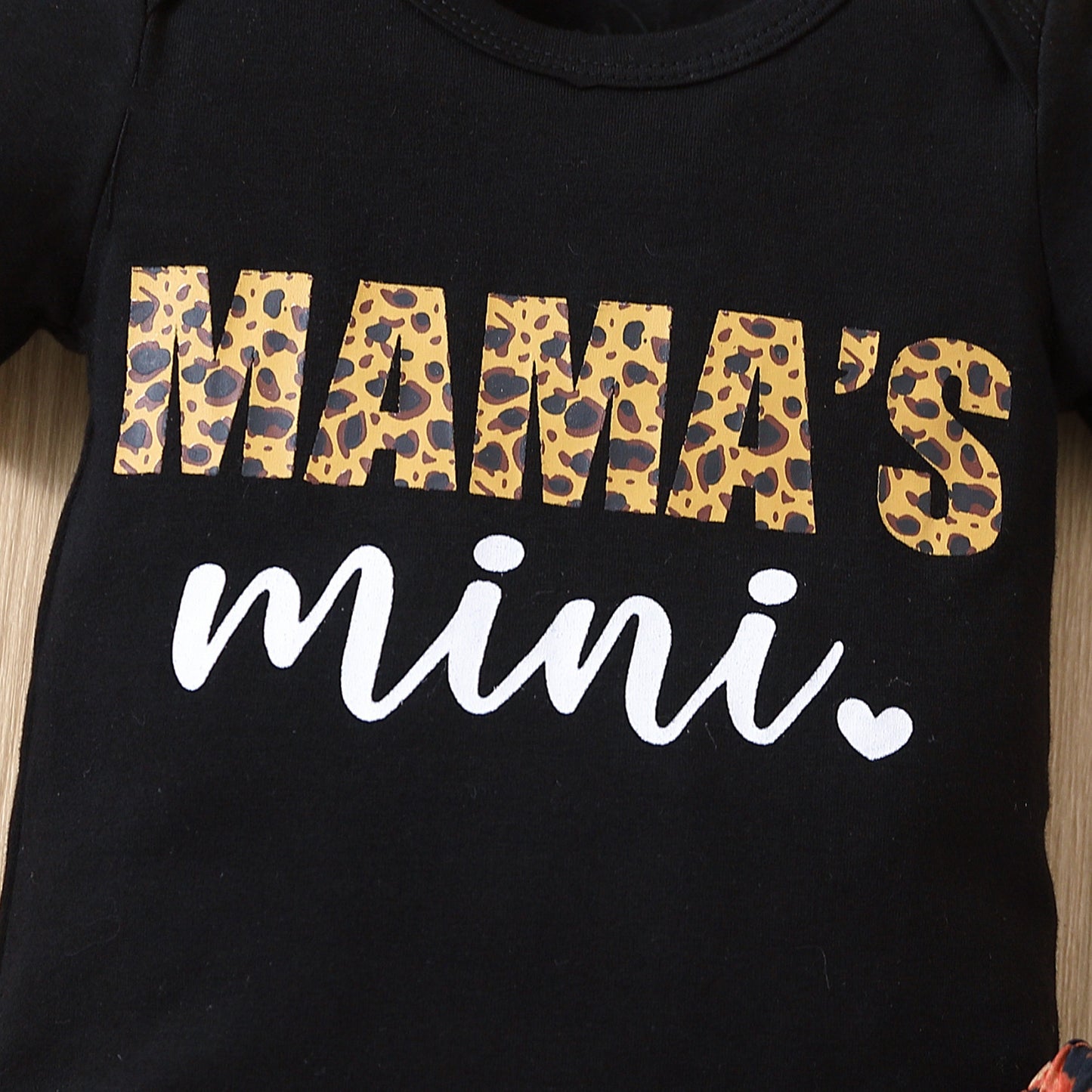 European And American Cotton Leopard Print Letter Mama Short Sleeve Triangle Rompers Cake Pantskirt Headdress