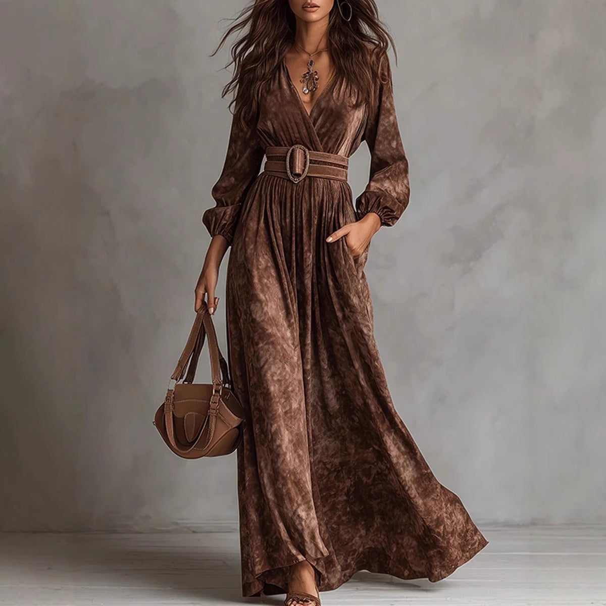 Digital Print Slimming A-line Dress