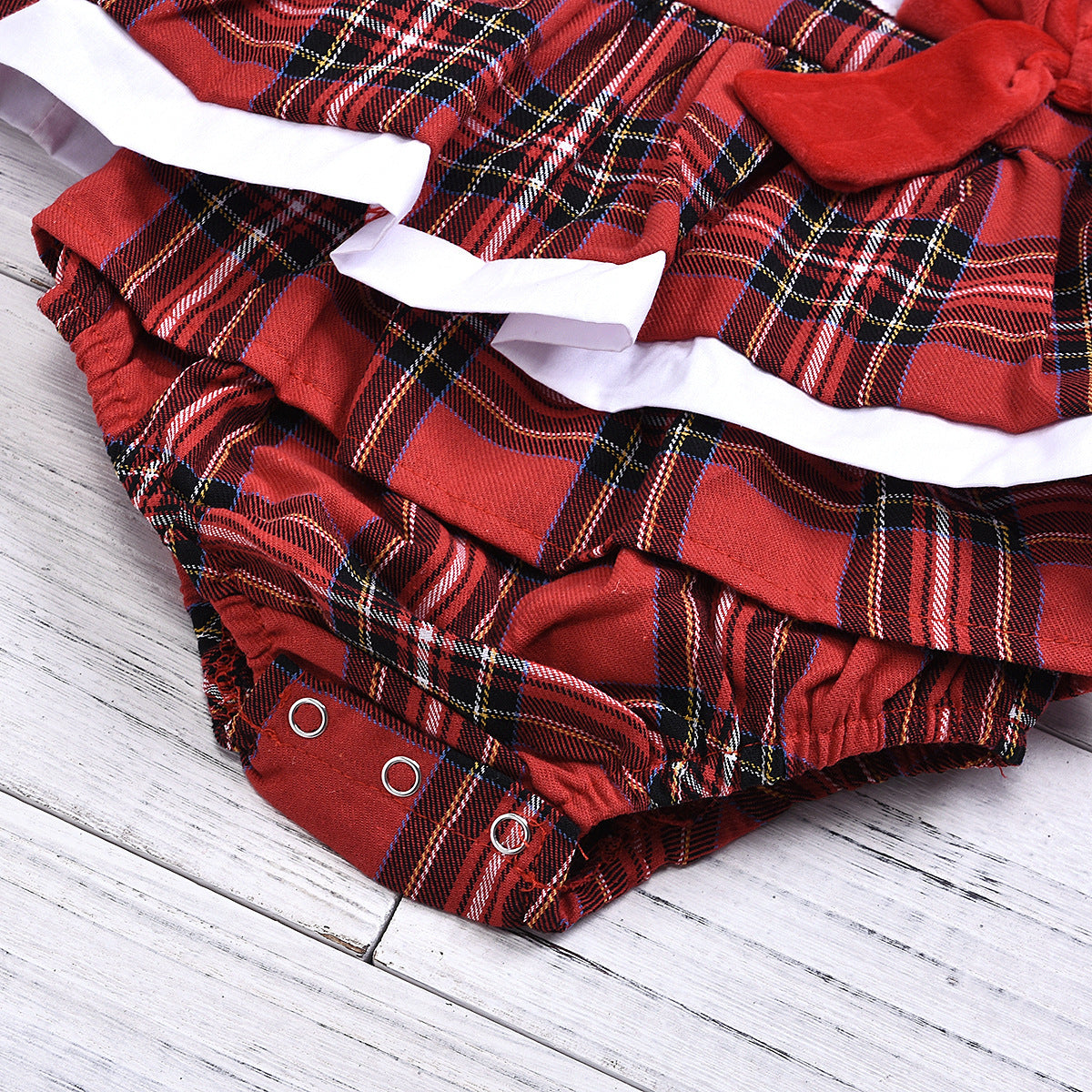 Fashion Red Plaid Long Sleeve One Piece
