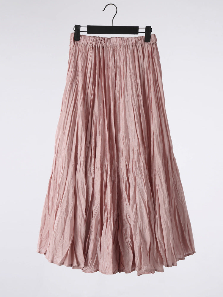 Solid Color Embroidered Long-sleeved Top Handmade Pleated Two-piece Overskirt Suit