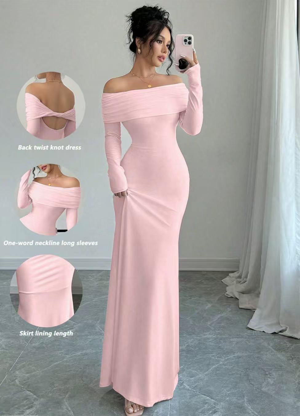 Women's Off-shoulder Fashion Slim Temperament Sexy Sheath Dress