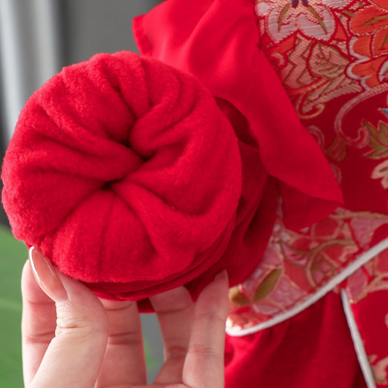 Winter Velvet Padded Dress New Children's Retro