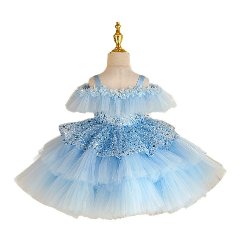 Children's Birthday Party Evening Dress Piano Playing Princess Dress