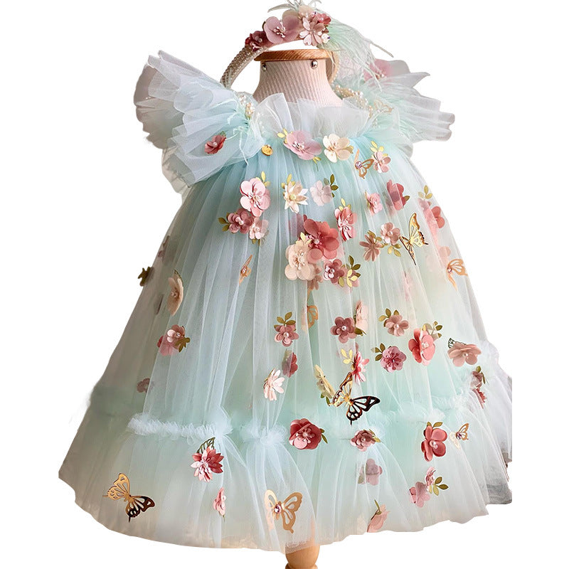 Children's Dress Flower Embroidered Butterfly Lolita Girl Princess Dress