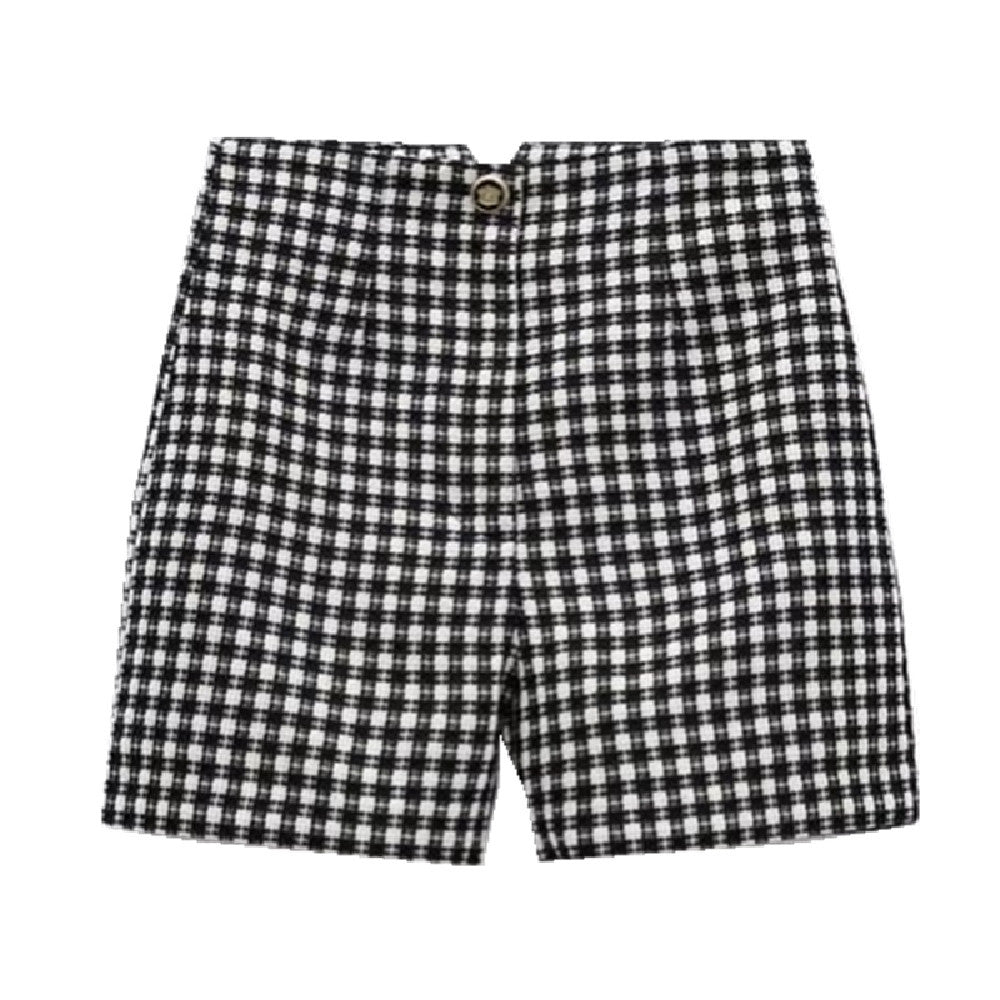 High Waist Plaid Casual Shorts