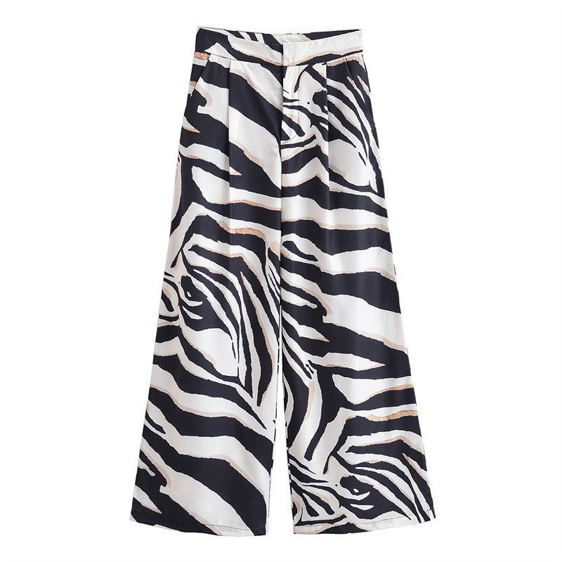 Zebra Pattern Blended Vest Casual Pants