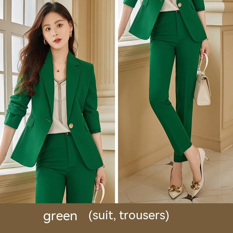 Women's Autumn And Winter OL Commuter Coat & Trousers Suit