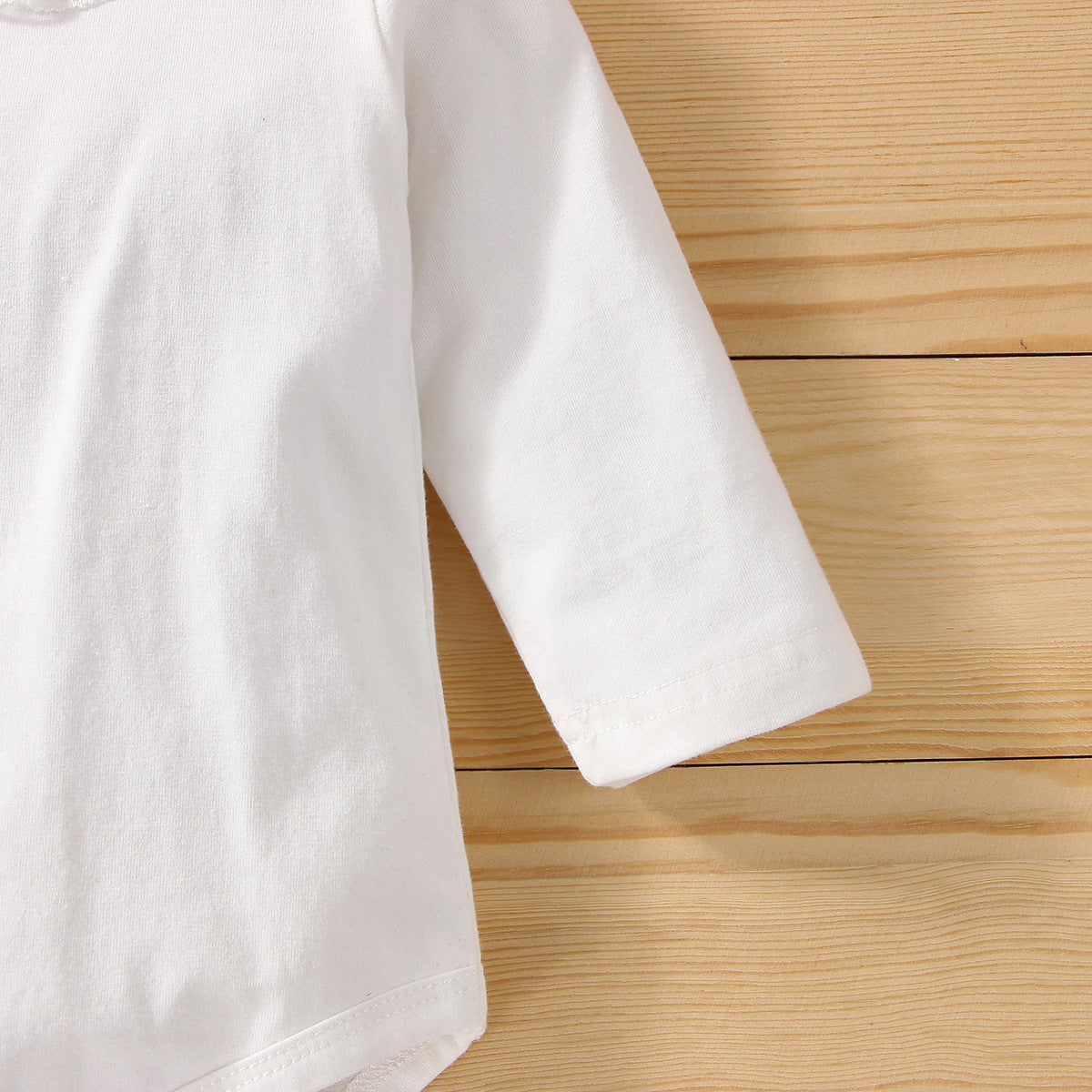 Lace Collar Long Sleeve Rombo Bow Shorts Three Piece Set