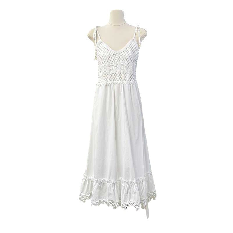 Hollow Sleeveless Sling Seaside Holiday Dress