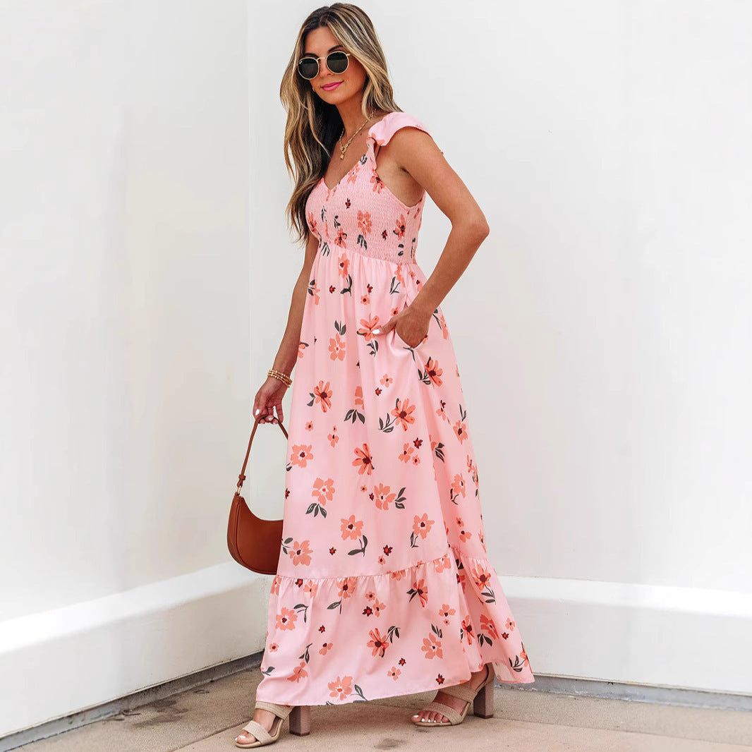 Women's Long Dress Summer New V-neck Dress