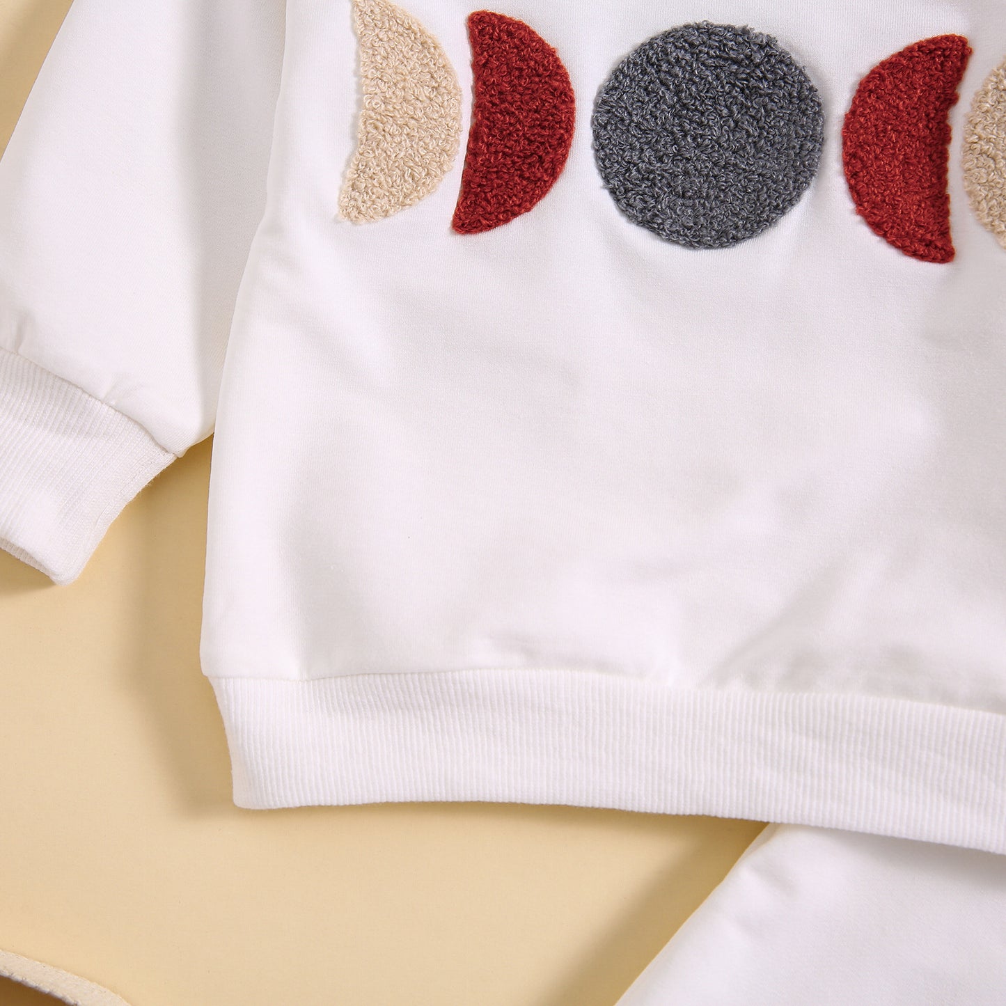 Solid Color Towel Embroidery Casual Long-sleeved Top And Trousers Two-piece Set