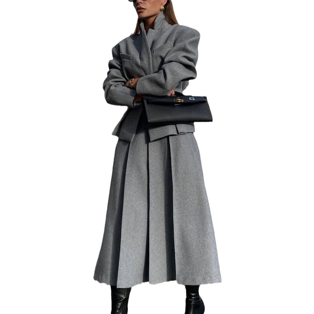 Fashion Waist-controlled Small Suit A- Line Skirt Two-piece Suit