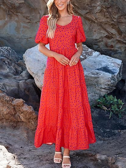 Puff Sleeve Floral Casual Summer Dress